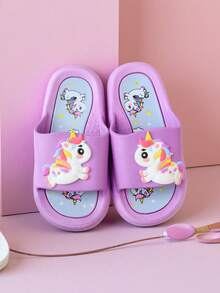 1双儿童紫色卡通公主凉鞋，防水、防滑、透气，家居鞋，适合夏季室内、室外、海滩穿着 - 紫色 - 查看 4