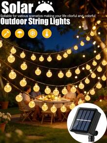 1PC 20/50/100 LED Solar Crystal Bubble Ball Light String -8 Flashing Modes, Waterproof Fairy Light, Outdoor Garden Light String, Suitable For Garden, Courtyard, Tree, Lawn, Porch, House, Balcony, Pavilion, Tavern, Wedding, Party, Festival Decoration - WarmWhite-8Mode - View 3