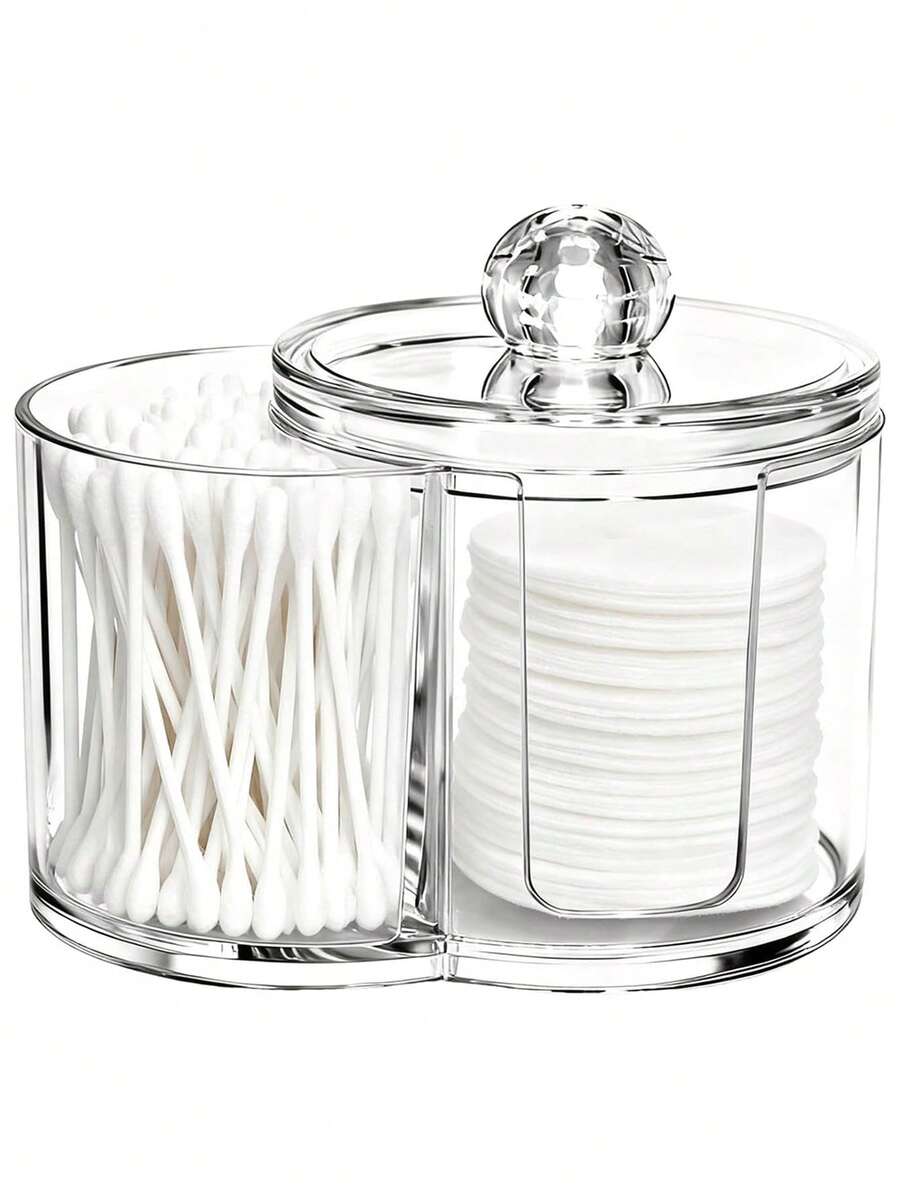 Q-Tip Holder For Bathroom – Premium Vanity Organizer Canister With Dustproof Lid For Swabs, Balls And Pads, Countertop Storage Container - Multicolor - View 1