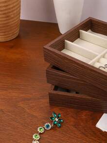 1pc Velvet Jewelry Tray With Drawer Style Earring Organizer, Stackable Jewelry Holder For Ring Necklace Bracelet Storage & Display, Elegant Jewelry Box Organizer Tray - Multicolor - View 5