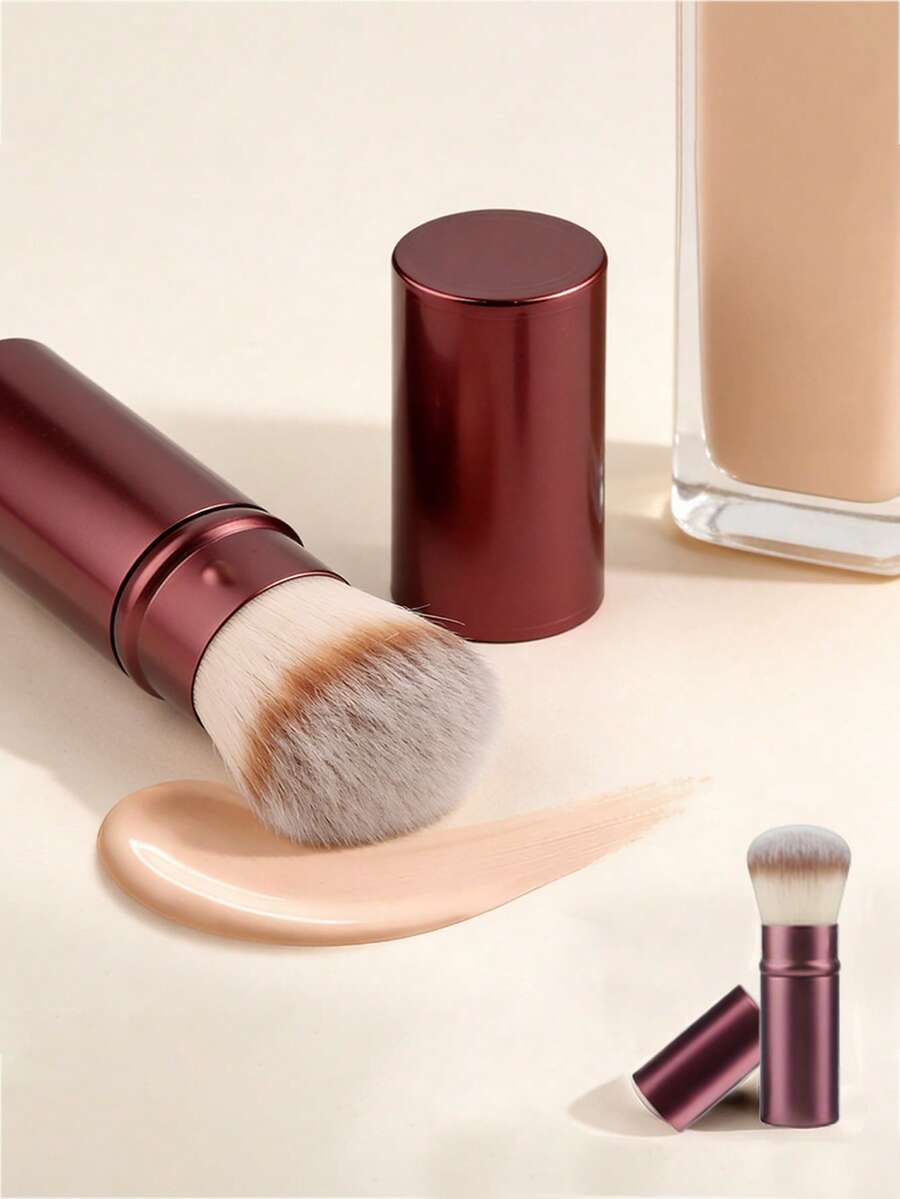 3支装专业可伸缩化妆刷套装 - 粉底刷、腮红刷，柔软蓬松刷毛，铝合金手柄，无痕上妆，适合所有肤质，方便旅行携带的化妆刷 - 彩色 - 查看 1