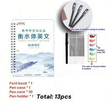 13 piezas/15 piezas Cuadernos de calografía en inglés con grabados (con set de bolígrafos borrables, reutilizables), serie de libros de palabras/frases/artículos, práctica de caligrafía con pluma fuente/caligrafía, hojas de caligrafía creativas reutilizables, cuadernos de ejercicios de escritura para estudiantes para mejorar sus habilidades de escritura y cultivar el interés por la escritura, regalo divertido de Año Nuevo, regalo de vacaciones, recompensa de aprendizaje, regalo de Navidad, regalo del Día de Acción de Gracias, regalo del Día del Maestro - Multicolor - Ver 15