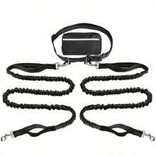 Hands-Free Dog Leash With Reflective Waist Pouch, Retractable Elastic Pet Leash For Running, Walking, Jogging - Multicolor - View 14