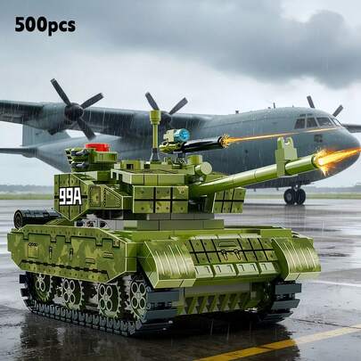 500pcs Mini Tank Shaped Building Blocks, ABS Material, Creative & Fun 14+ Years Old Tank, Automobile, Engineering Vehicle Assembly Blocks, Desktop Decor 3D Puzzle, Suitable For Friends & Lovers Home/Office Decor, Holiday Gift