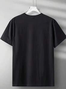 Men Casual Short Sleeve 100 Cotton Loose Fit Round Neck T Shirt Christian Cross And Crown Of Thorns Print Design For Faith Believers - 黑色 - 查看 2