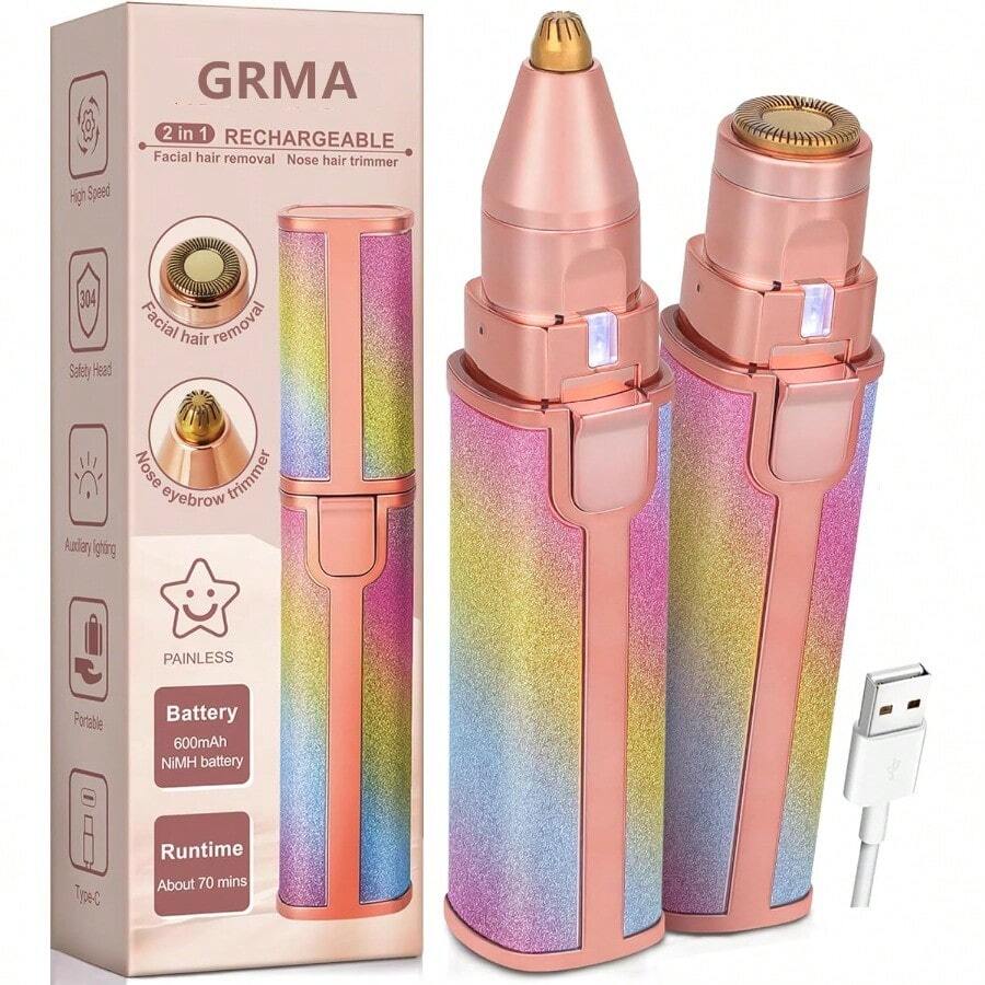 Two-In-One Rechargeable Nose Hair And Eyebrow Trimmer, A Facial Razor ...