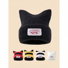 1pc Women's Fashion Car Patch Ear Knitted Hat, Suitable For Autumn/Winter Daily Wear - A - Xem 11