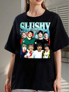 Slushy Noobz Vintage Shirt, Slushy Noobz Merch, Hamzah Fan Gift, 90s Shirt, Pinterest Style Shirt,  Merch Printed 2026 T-Shirt - Made Of Pure Cotton, It Is Soft And Breathable, Suitable For Both Men And Women. It Is A Casual Shirt Suitable For All Seasons And A Fashionable Souvenir. It Is Suitable For Daily Wear, Street Fashion Enthusiasts, And Music Lovers. - Black - View 6