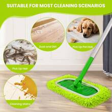 Juego de 8 paños de repuesto reutilizables de chenilla compatibles con trapeadores planos de 10 a 12 pulgadas, de microfibra lavable para limpieza en seco y húmedo de pisos de madera dura y baldosas - por defecto - Ver 4