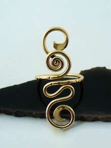 1 Anillo de tobillo de cobre con diseño simple y ajustable - Dorado - Ver 2