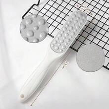 1件雙面足部磨腳石，附塑膠手柄，粗砂紙與軟按摩墊可去除死皮、繭皮與龜裂腳跟，親膚便攜去角質足部護理工具，適合居家SPA、旅行與美甲沙龍，打造光滑柔軟雙足 - 彩色 - 查看 7