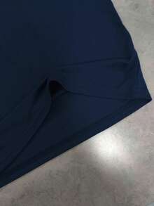 男士加大码夏季无袖T恤，蘑菇屋元素背心 - 藏蓝色 - 查看 4