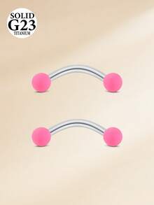 2件装 16G 钛合金弯杆眉钉，眉环耳骨环耳廓环肚脐环唇环身体穿刺饰品 - 橡膠球 - 查看 9