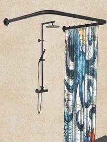Thickened U-Shaped Shower Curtain Rod, No-Drill Expandable Rod, Bathroom Shower Curtain Support Bar - U - View 6