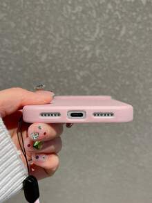 皮革纹理手机壳,带挂绳,简约时尚粉色皮革纹理手机壳,粉色手机壳,粉色挂绳手机壳,兼容苹果/Galaxy - 粉色 - 查看 6