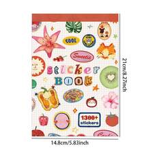 1300+ piezas Libro de pegatinas de dibujos animados, 50 hojas de pegatinas decorativas estéticas, calcomanías de flores y animales para scrapbooking, diarios, portátiles, botellas de agua, equipaje, suministros de manualidades DIY y accesorios para planificadores papelería libro de sticker estikers - Rectángulo - Ver 2