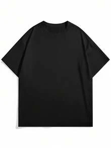 FRACTYR Men's Summer Casual Street Fashion English Black & Red Dragon Graphic Double-Sided Loose Fit Round Neck Short Sleeve T-Shirt - Black - View 5