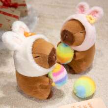 20cm/7.87-Inch Easter Egg Capybara Plush Toy, Removable Hat, Soft And Fluffy Stuffed Animal, Easter Decor, Birthday Gift, Mother's Day Gift - Multicolor - View 4