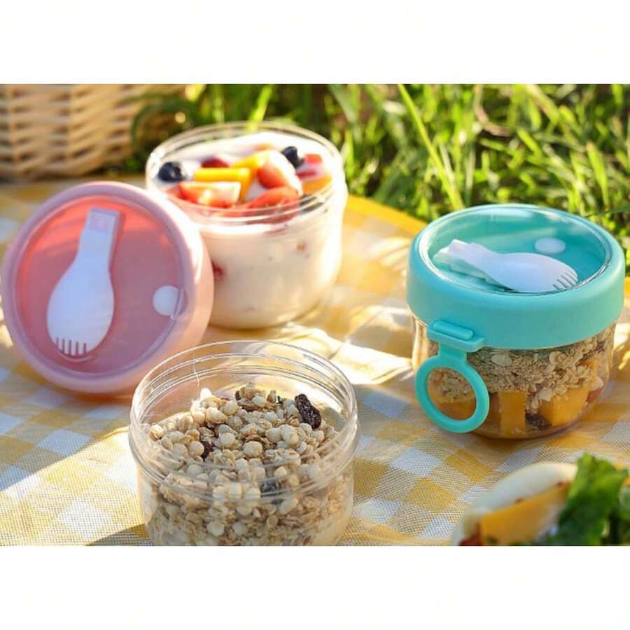 Cốc đựng salad, cốc yến mạch có nắp và thìa, cốc ăn sáng, hộp đựng sữa chua và ngũ cốc, cốc sữa, cốc trà sữa. - Nhiều màu - Xem 1