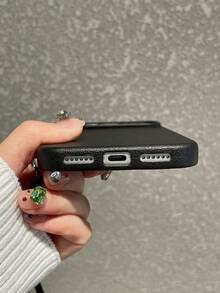 挂绳手机壳,皮革纹理手机壳,简约时尚,兼容/ - 黑色 - 查看 8