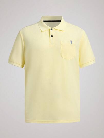 Officeau 男士纯色口袋短袖休闲/通勤 Polo 衫