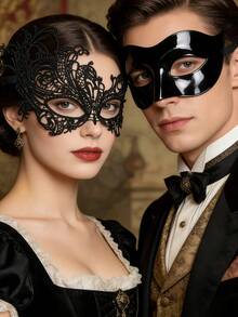 2 chiếc mặt nạ ren, mặt nạ mắt ren gợi cảm, mặt nạ nửa mặt hình phượng hoàng bằng kim loại kiểu Venice, trang phục hóa trang cho Halloween, lễ hội Carnival, tiệc hóa trang, kiểu đen. - Nhiều màu - Xem 4