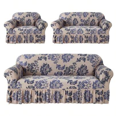 Cubre Sillones para Sala 3pieza Cubre Salas con Faldón Elástico,Lavable a máquina Apto para todas las estaciones