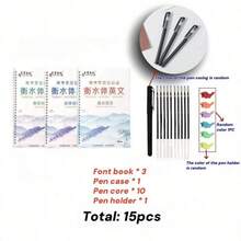 13 piezas/15 piezas Cuadernos de calografía en inglés con grabados (con set de bolígrafos borrables, reutilizables), serie de libros de palabras/frases/artículos, práctica de caligrafía con pluma fuente/caligrafía, hojas de caligrafía creativas reutilizables, cuadernos de ejercicios de escritura para estudiantes para mejorar sus habilidades de escritura y cultivar el interés por la escritura, regalo divertido de Año Nuevo, regalo de vacaciones, recompensa de aprendizaje, regalo de Navidad, regalo del Día de Acción de Gracias, regalo del Día del Maestro - Multicolor - Ver 13