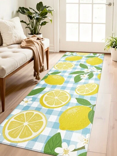 DAJIANG 1 件装多色柠檬图案长款厨房地垫，适用于浴室、厨房、户外、室内、走廊、卧室、客厅，可机洗，易于清洁，底部防滑，适用于卧室装饰、节日走廊装饰、浴室装饰、房间装饰、户外装饰