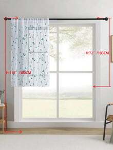 1件刺绣薄纱窗帘，花卉图案，带杆袋，防紫外线，透气，涤纶面料，无衬里，适用于客厅、卧室、餐厅 - 藍色 - 查看 28