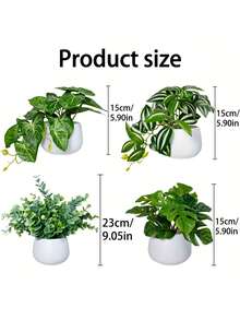 1株仿真绿色植物带盆，逼真迷你假植物装饰，适用于室内外家居花园门廊农舍悬挂式花盆窗台花箱婚礼餐桌办公室生日派对毕业典礼 - 彩色 - 查看 7
