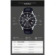 Casio Edifice EFV-540D/L Racing Style Three-Eye Chronograph Quartz Men's Watch 100M Waterproof Leather/Stainless Steel Band Business Sports Wristwatch - one-size - View 8