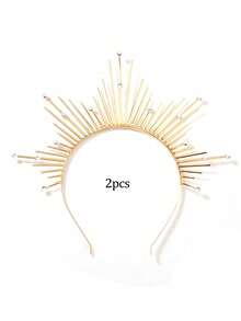 光环头箍，金色光环皇冠，希腊女神头饰，旭日尖刺太阳头箍，金属文艺复兴风格头箍，角色扮演服装派对配饰 - 彩色 - 查看 10
