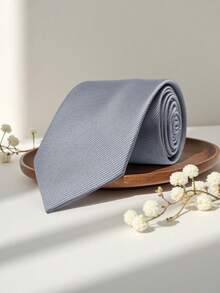 1条8厘米男士纯色深灰色经典休闲领带 - 深灰色 - 查看 2