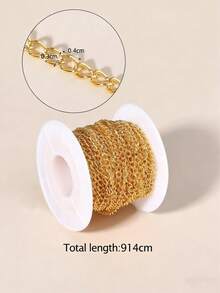 10 Yards Gold Plated Jewelry Chain Bulk, 0.4x0.3mm Link Chain Spool, Tarnish Resistant Metal Chain For DIY Necklace Bracelet Anklet Jewelry Making Supplies - Yellow Gold - View 5