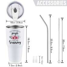 30oz Stainless Steel Tumbler Black White Options,  My Favorite People Call Me Grammy Graphic Cups, Insulated Travel Coffee Mug With Lid And Straw , Double Wall Vacuum Reusable Travel Cups,  Funny Birthday Party Gift For Men - trắng - Xem 3