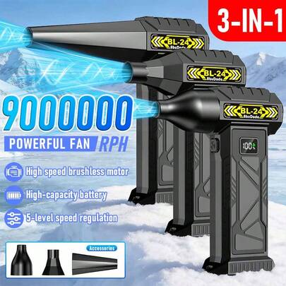 مروحة توربينية محمولة قوية، USB/Type-C، 2 بطارية ليثيوم 3000mAh، تدفق هواء قوي مع تعديل متعدد السرعات، مناسبة لإزالة الغبار (السيارة/الكمبيوتر)، إزالة الثلج، نفخ الأوراق، التبريد، الشواء، مروحة غبار قابلة للتعديل قوية للفجوات، مروحة عنيفة قوية، مروحة تبريد، منفاخ عالي الطاقة، تدفق هواء فعال، ضروري للمنزل والتخييم