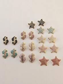 女士设计师款不锈钢油滴不对称耳钉，防水时尚耳饰，可爱彩色海星耳环，适合青少年女孩夏季海滩度假比基尼配饰，搭配迷人服饰和婚纱——百搭饰品，游泳、沐浴、运动时佩戴皆宜，是情人节、生日、母亲节和度假惊喜的理想之选。 - 彩色 - 查看 4