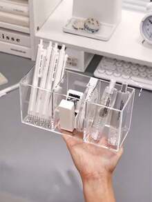 高品质透明亚克力化妆品收纳盒 - 笔筒整理盒 - 适用于学生、办公桌、工作场所 - 多功能创意产品 办公桌配件 办公用品 办公配件 - 多色 - 查看 7