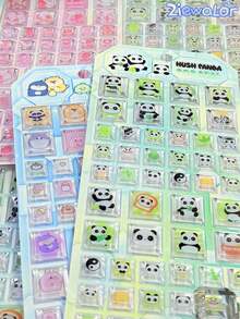 ZIEWALOR Cute Block Pet Series Panda And Rabbit 3D Stickers, Creative Seal Stickers, Candy Drip Stickers, Cartoon 3D Epoxy Resin Sticker Set | Suitable For Smartphones, Notebooks, Cups, Sticker Art | Smooth Surface, High-Quality Resin, Craft Stickers, Self-Adhesive Stickers, Stationery Lovers, DIY Enthusiasts - Multicolor - View 5