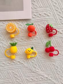 Compatible With Stanley Cup Accessories 6Pcs Cue Straw Cover Cap For Cup 40 30oz Tumbler, 10mm Reusable Cute Drinking Straw Topper Accessories, Portable Protector Plugs Decorations Gifts For Party Cute Cartoon Flower Straw Dust Cover, - Multicolor - View 12