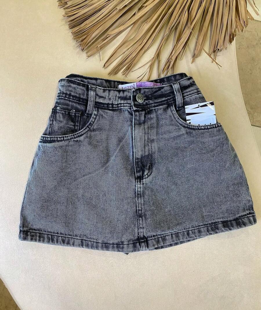 Plain Graphite Denim Skirt For Women, Light Blue - 灰色 - 查看 1