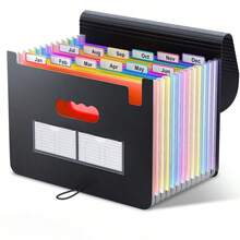 1pc Expandable File Folder, 12/24 Pockets Accordion Document Organizer, Portable Expandable Plastic File Box, Accordion Bill/Paper/Document/Receipt Organizer File Folder (A4/Letter Size), Art Supplies - Black - View 1