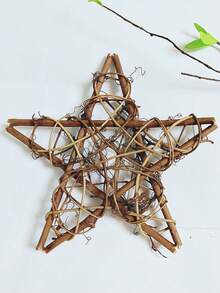 1件套乡村木纹DIY柳条花环套装，包含花环环、花环制作工具、花环底座和装饰花环——提供五角星、心形、月亮和圆形等多种形状，可搭配人造花/藤蔓。适用于斋月、圣诞节、感恩节、婚礼、生日和家居墙面装饰（包含DIY用木质藤蔓环）。 - 彩色 - 查看 28