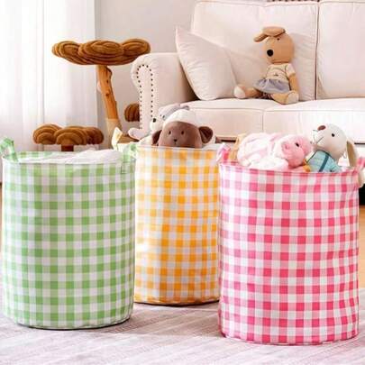 1pc Foldable Round Laundry Basket - Durable & Large Capacity, Portable Dirty Clothes Basket With Handles, Ideal For Home, Dorm, Travel Storage