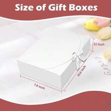 10 Hộp Quà Có Nắp, Kích Thước 10.6x7.8x3.1 Inch, Hộp Giấy Kraft, Màu Hồng Có Ruy Băng, Hộp Cầu Hôn Cho Phù Dâu, Hộp Quà Cưới, Hộp Quà Tặng, Sinh Nhật, Hộp Bánh Cupcake - Trắng - Xem 10