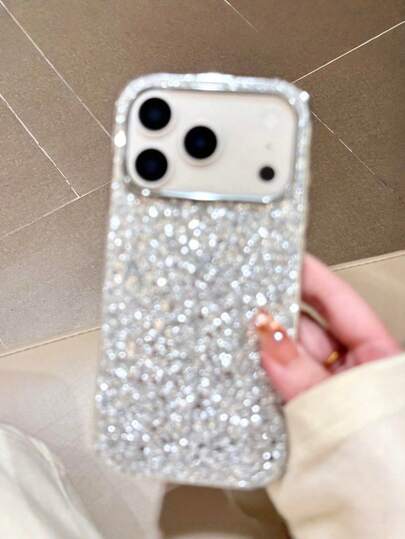 Ốp lưng điện thoại trong suốt đính kim sa, kim cương, sang trọng, nữ tính, tương thích với iPhone 17 Pro Max Air 16 15 14 13 12 11 Pro Max Plus, chất liệu TPU mềm.