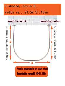 Thickened U-Shaped Shower Curtain Rod, No-Drill Expandable Rod, Bathroom Shower Curtain Support Bar - U - View 9