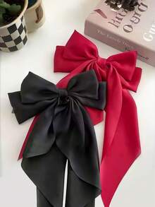 Set de 2 pinzas para el cabello con moño grande de satén negro y blanco, diseño de gran tamaño con cintas fluidas - Adecuado para niñas y mujeres, se adapta a varios peinados, coleta y moño, excelente para volver a la escuela, Halloween y uso diario - Multicolor - Ver 13