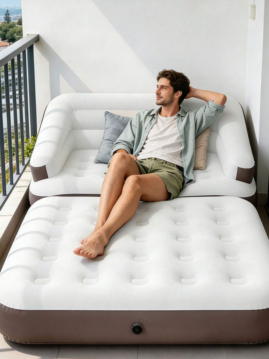 Sofá cama inflable 4 en 1, adecuado para sala de estar, hogar, patio trasero, jardín, camping, viajes a la playa y fiestas. Sofá plegable portátil, aplicable para temporada de bodas, bodas al aire libre, festivales, festivales de cerveza, regalos. - Multicolor - Ver 1